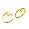 Simple spiral earrings in forged sterling silver with gold Vermeil finish made by Ayesha Mayadas