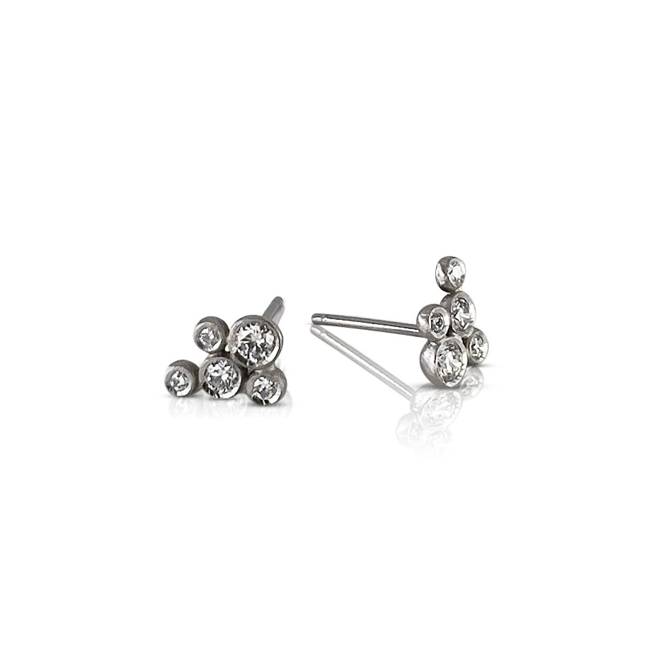 Bubble earring studs in platinum with diamonds