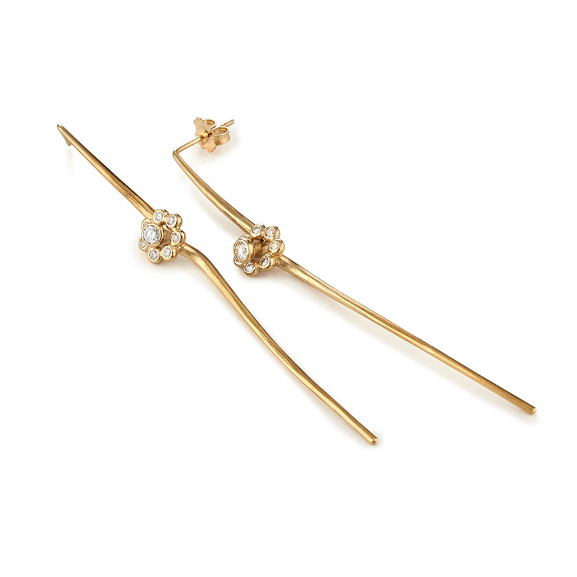 Driftwood Earrings in 18K gold with diamond "Wreath" Attachment