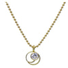 Large Coil Button Pendant in Gold with Moissanite.