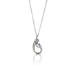 18Kt white gold and oval diamond pendant in an embrace motif or mother and child motif.  Made by Ayesha Mayadas