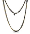 4 strand two-tone necklace in oxidized sterling silver and 14K yellow gold with lobster clasp by Ayesha Mayadas