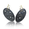 Large oval Firefly earrings with J hook in sterling, 18KY gold, and diamond
