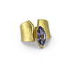 Wide Wafer ring in 18K yellow gold with purple spinel made by Ayesha Mayadas