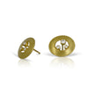 Oval textured earrings in 18K yellow gold with Diamonds