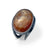 Oval shaped Sunstone ring with 2 orange sapphires set at the bottom of the shank in sterling silver by Ayesha Mayadas