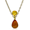 Stacked Baltic Amber pendant with 18K yellow gold 14k yellow gold chain made by Ayesha Mayadas