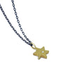 Star of David necklace in 18K yellow gold with a diamond and an oxidized sterling silver or 14K yellow gold cable chain by Ayesha Mayadas