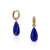 Gold huggie (hoops) with smooth, blue lapis drops