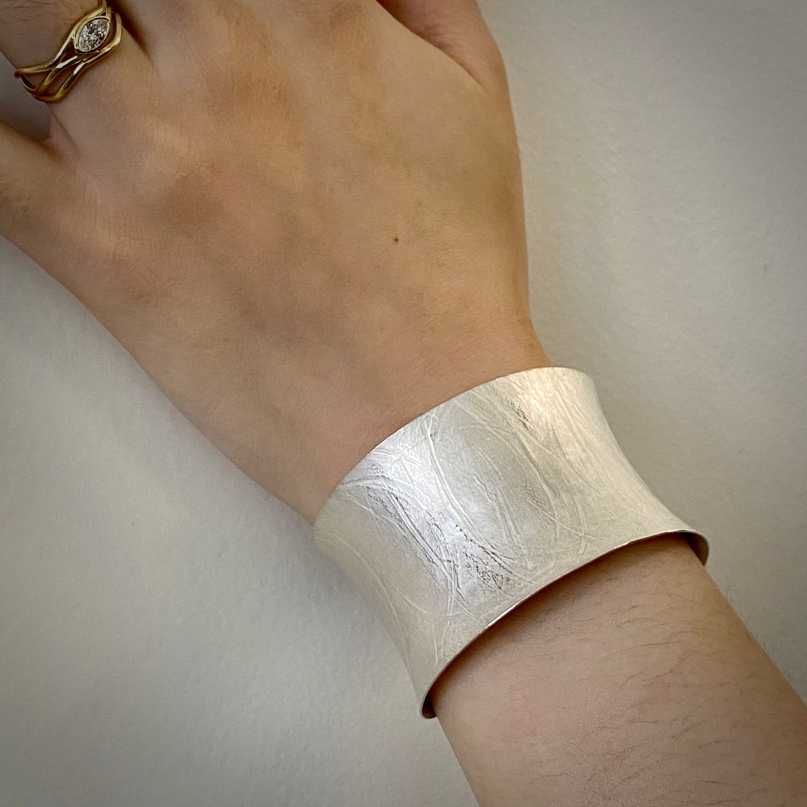 Wafer cuff in sterling silver