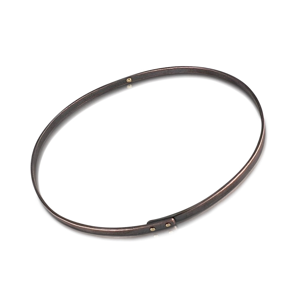 Fusion bangle in copper with 18K yellow gold rivets