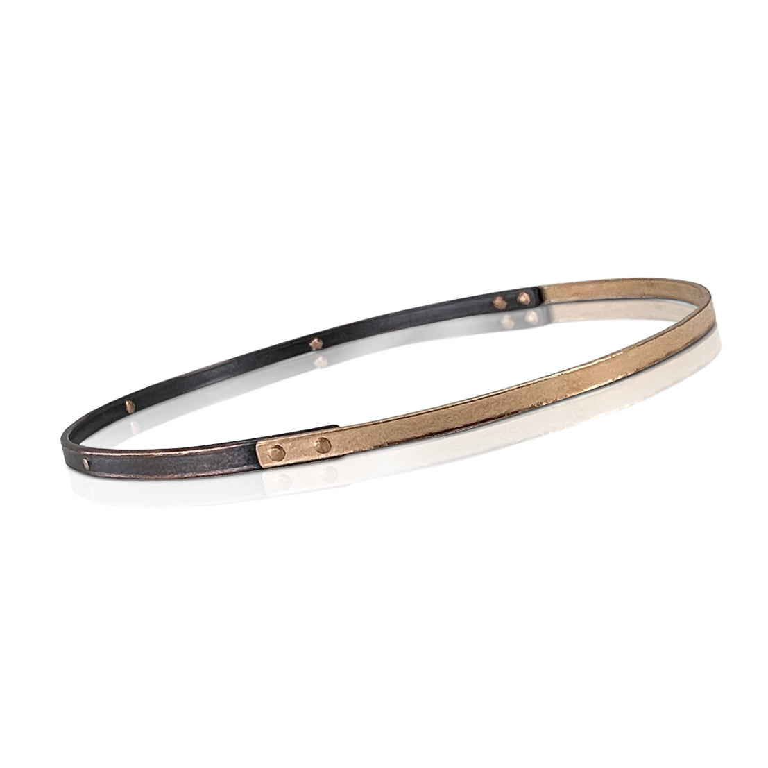 Rivet bangle in 18K rose gold and copper