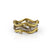 Triple wave Serpentine ring in yellow and white gold with diamonds