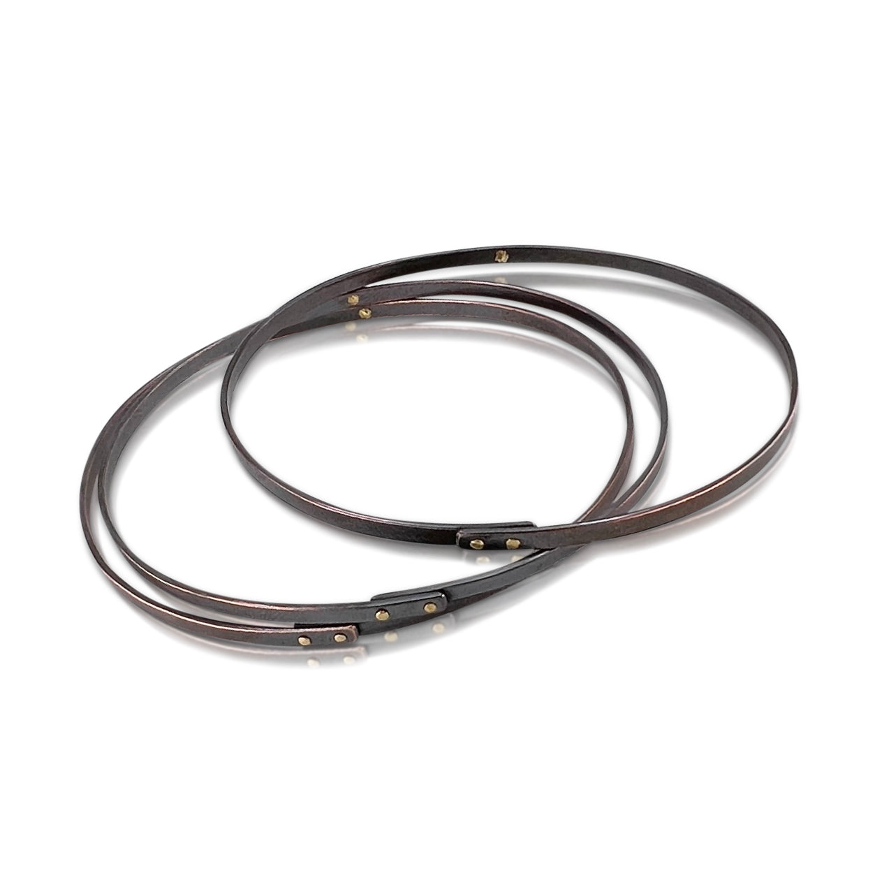 Fusion bangle in copper with 18K yellow gold rivets