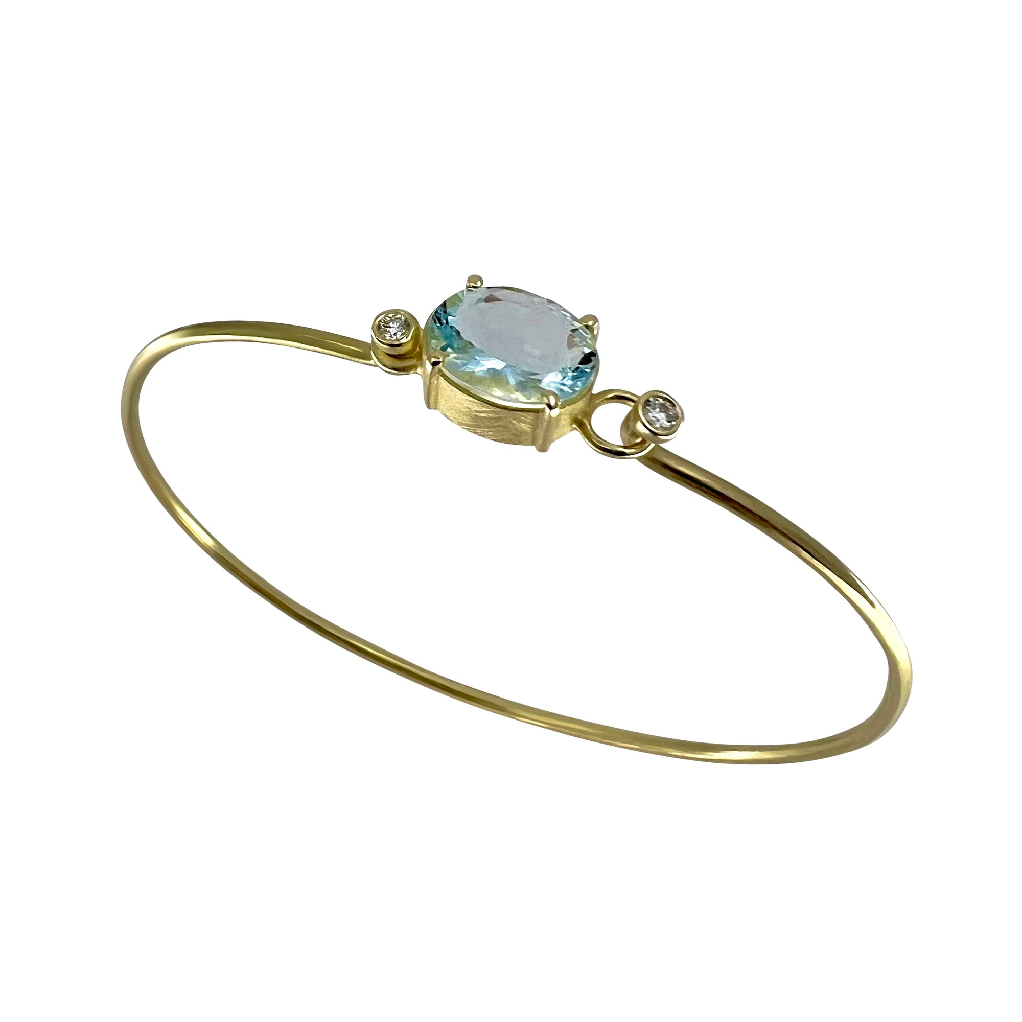 Aquamarine Bracelet in 18K Yellow Gold with Diamonds