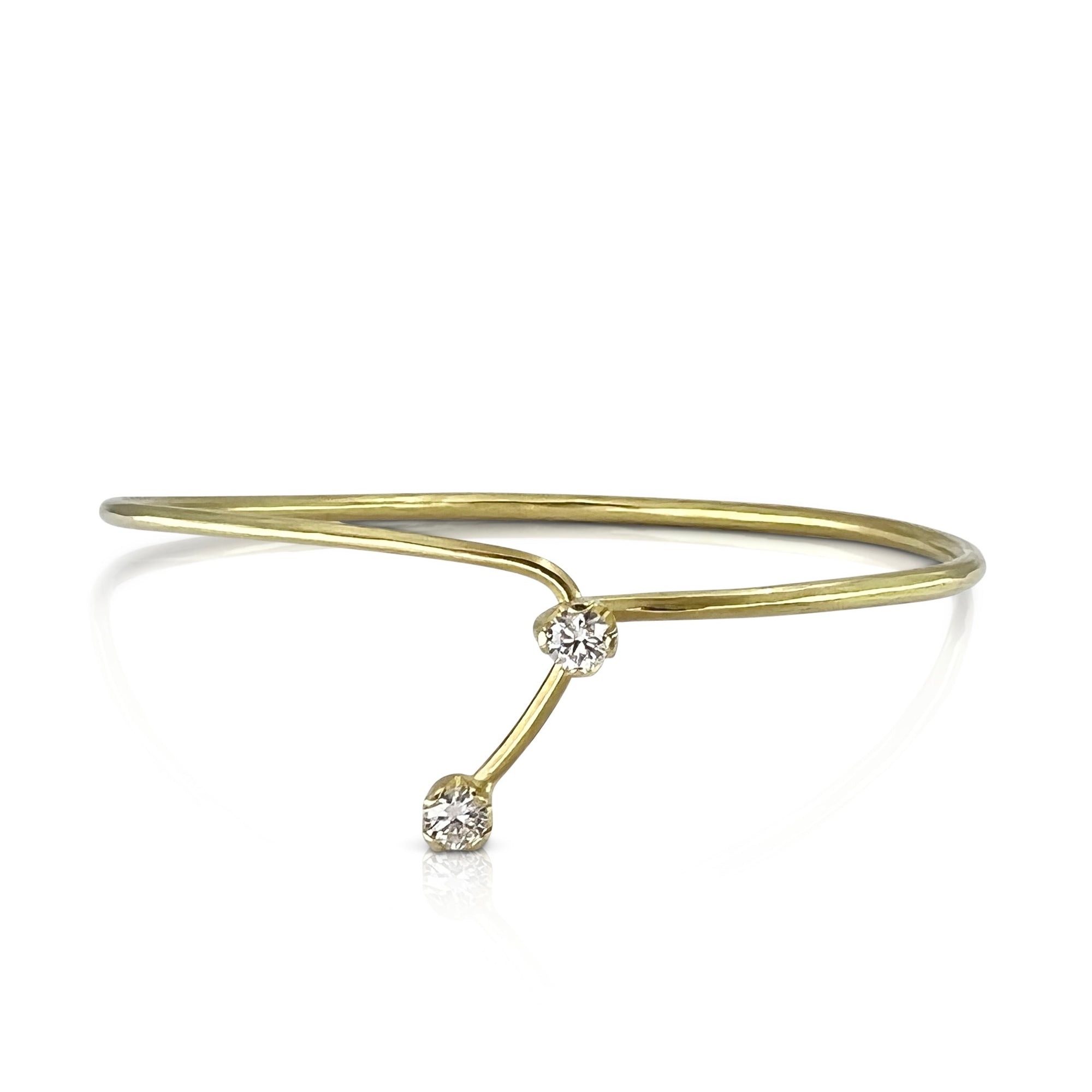 Lasso cuff in 18K gold with 2 diamonds (0.50 ct tw)