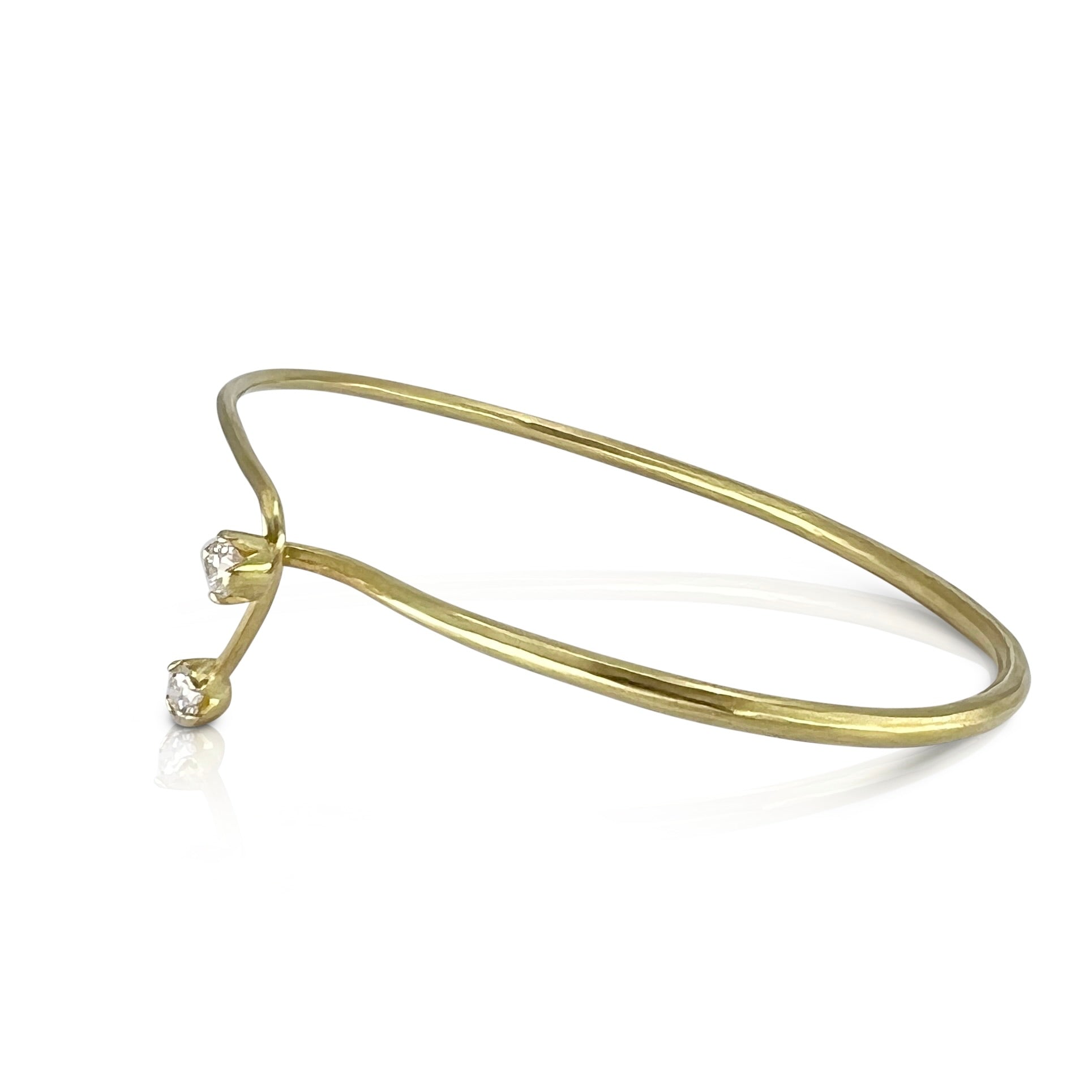 Lasso cuff in 18K gold with 2 diamonds (0.50 ct tw)