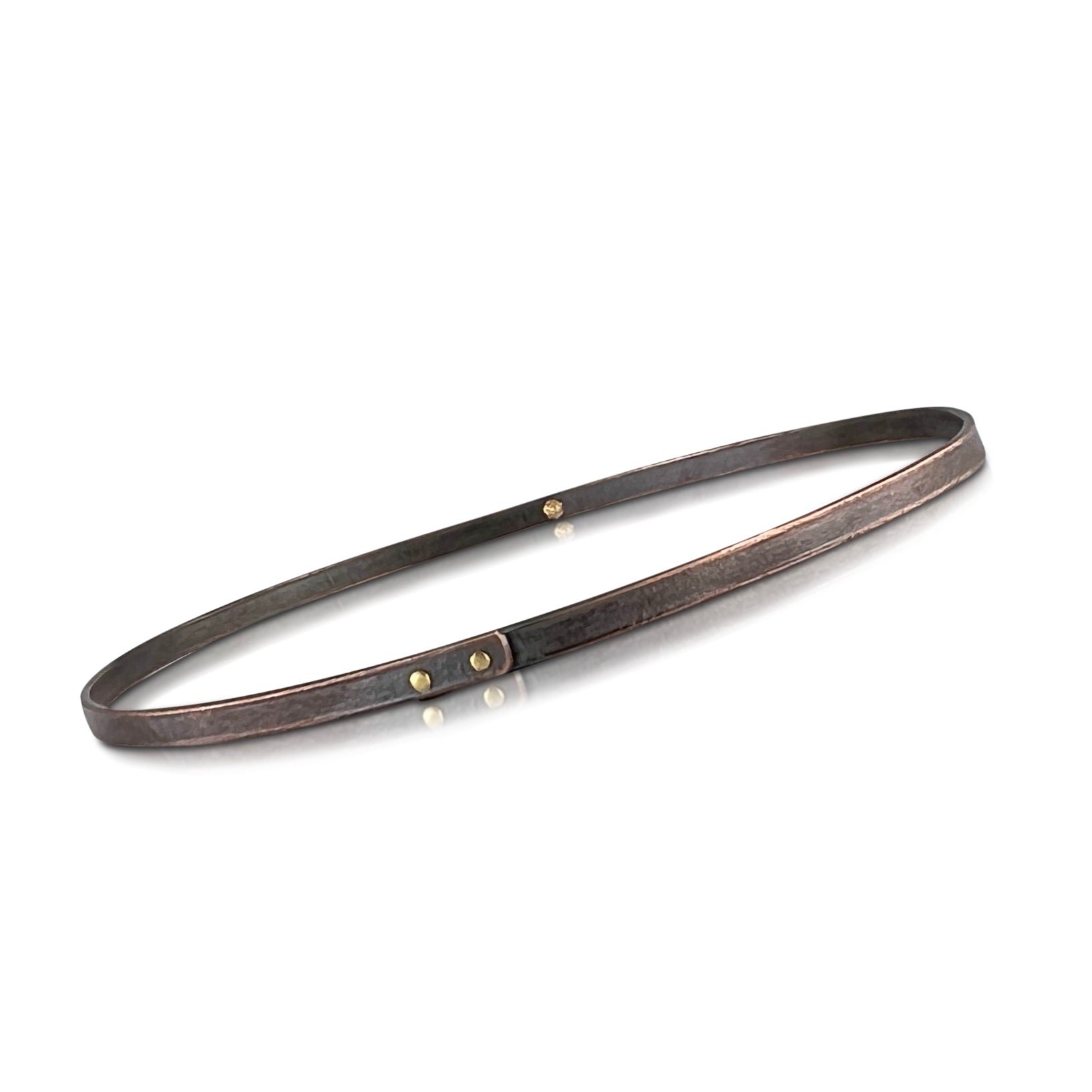 Fusion bangle in copper with 18K yellow gold rivets