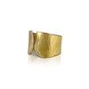 Wide ring with 18K yellow gold with pave set diamonds made by Ayesha Mayadas