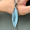 Long necklace with Marquis shaped aquamarine