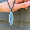 Long necklace with Marquis shaped aquamarine