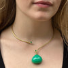 A luscious Chrysoprase and emerald pendant on an 18K gold neck wire