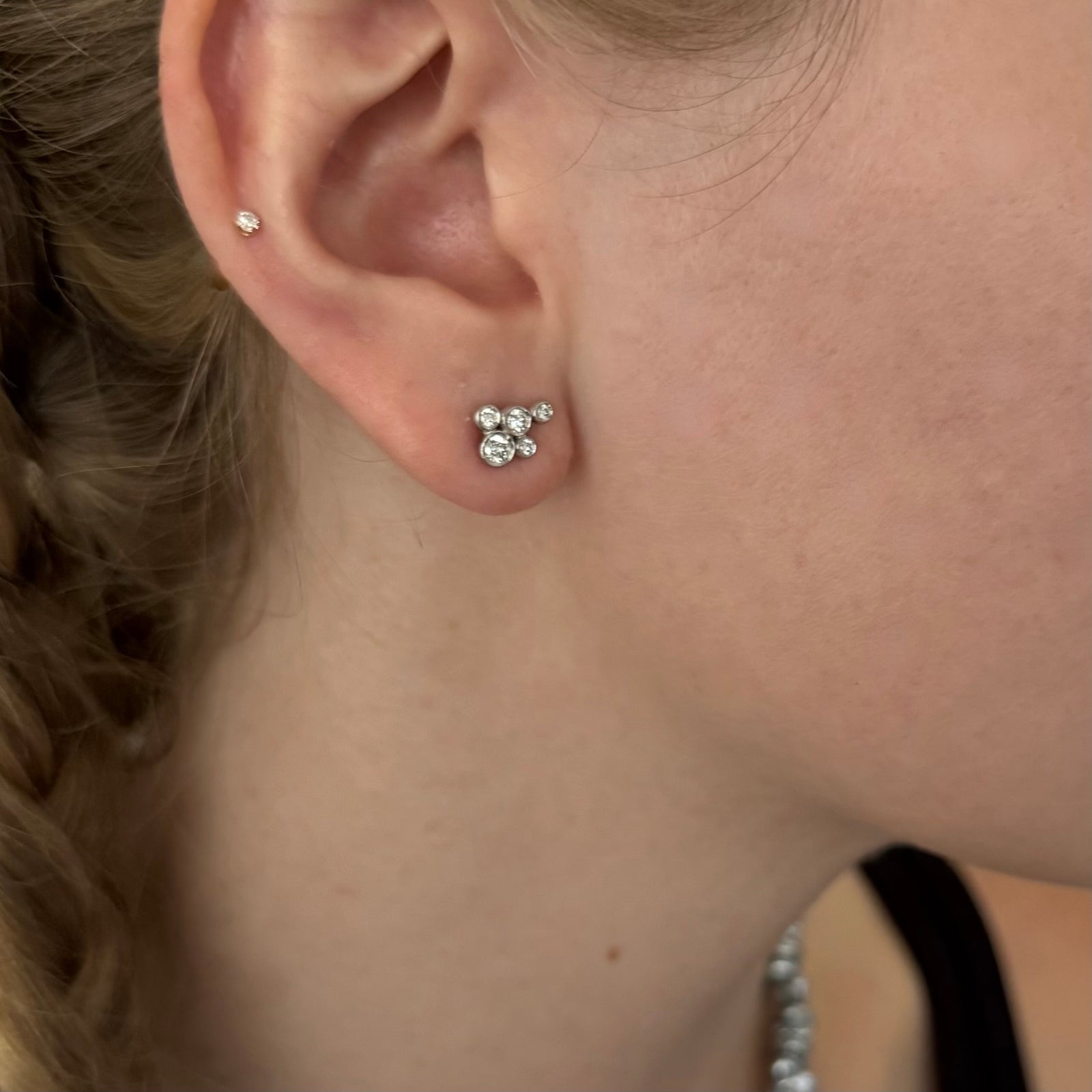 Bubble earring studs with diamonds