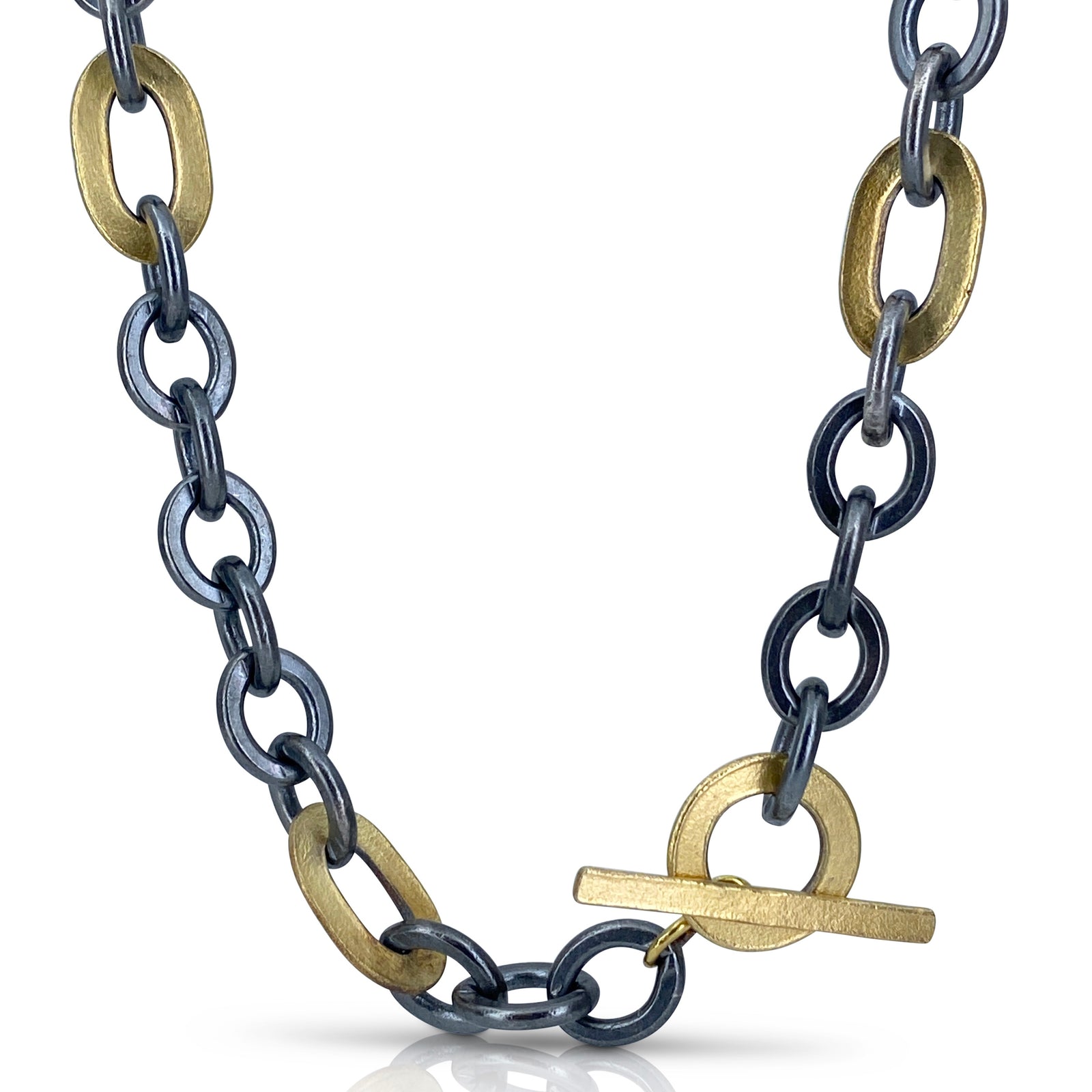 Rugged silver and 18K yellow gold chain