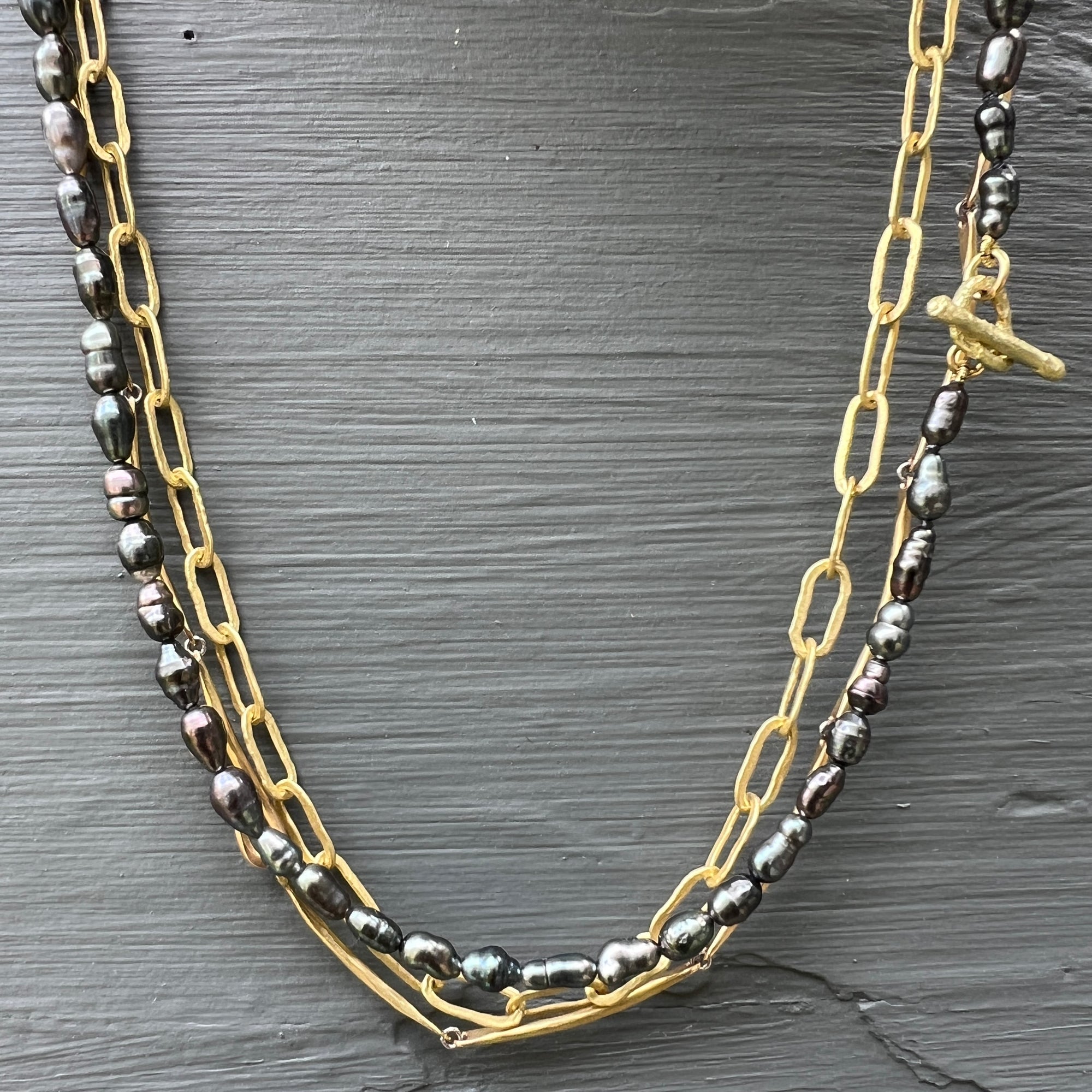Gold, oval link "wabi sabi" necklace