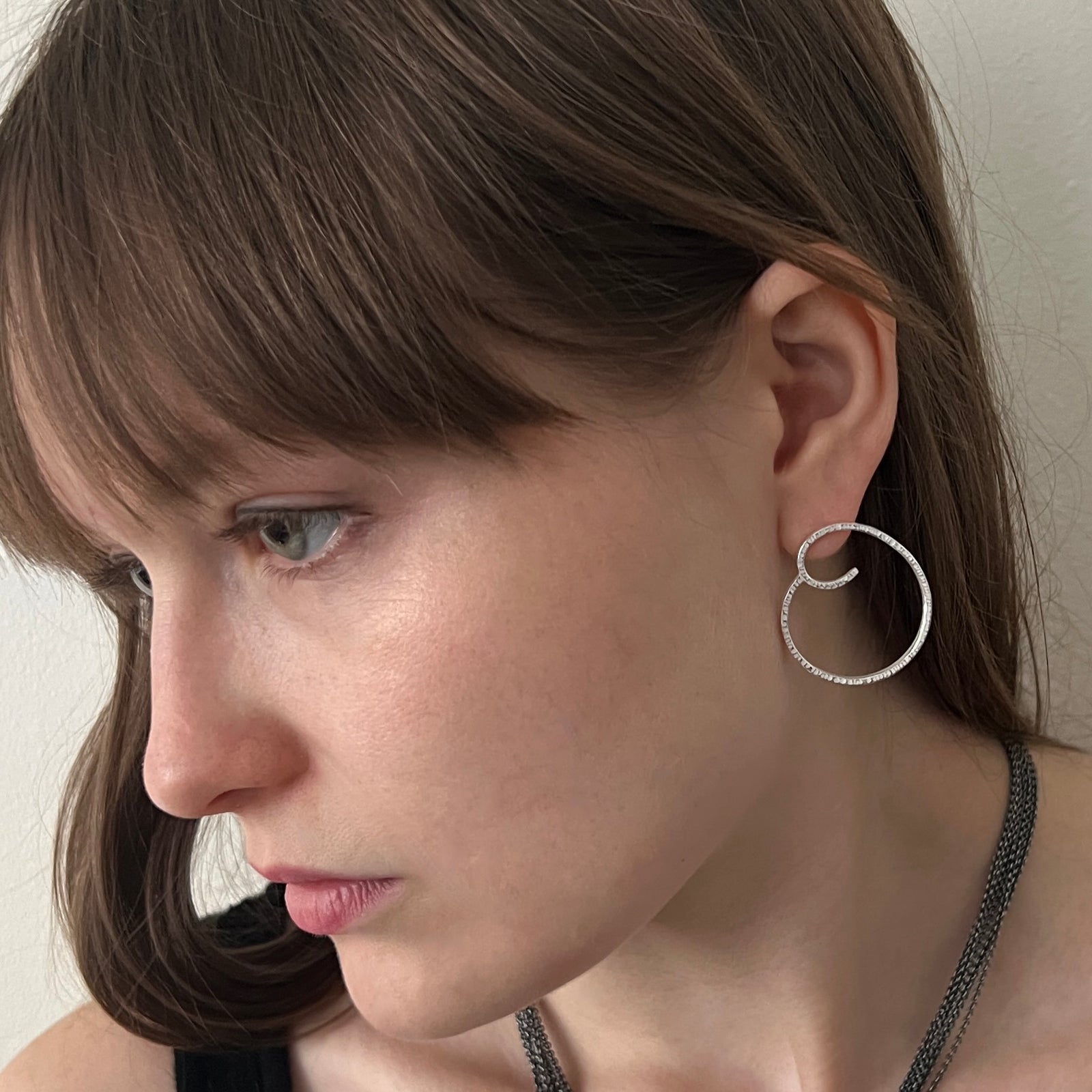 Simple spiral earrings in sterling silver