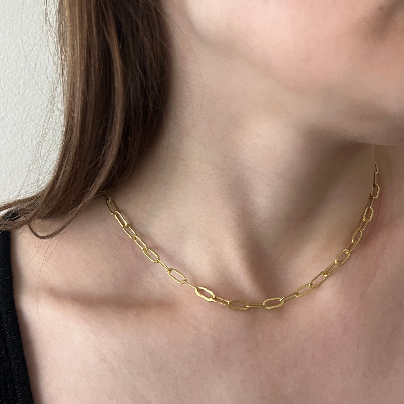 Gold, oval link "wabi sabi" necklace