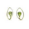 Inverted Drop Earrings in 18K Gold with Green Amber (2)