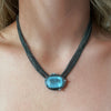 Magical aquamarine necklace on multi sterling chain