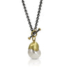 Baroque freshwater pearl pendant with 18K yellow cap and toggle clasp