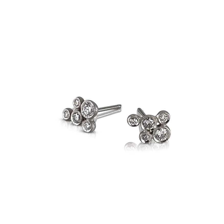 Bubble earring studs with diamonds