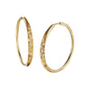 Hand forged hoop earrings in 18K yellow gold with diamonds