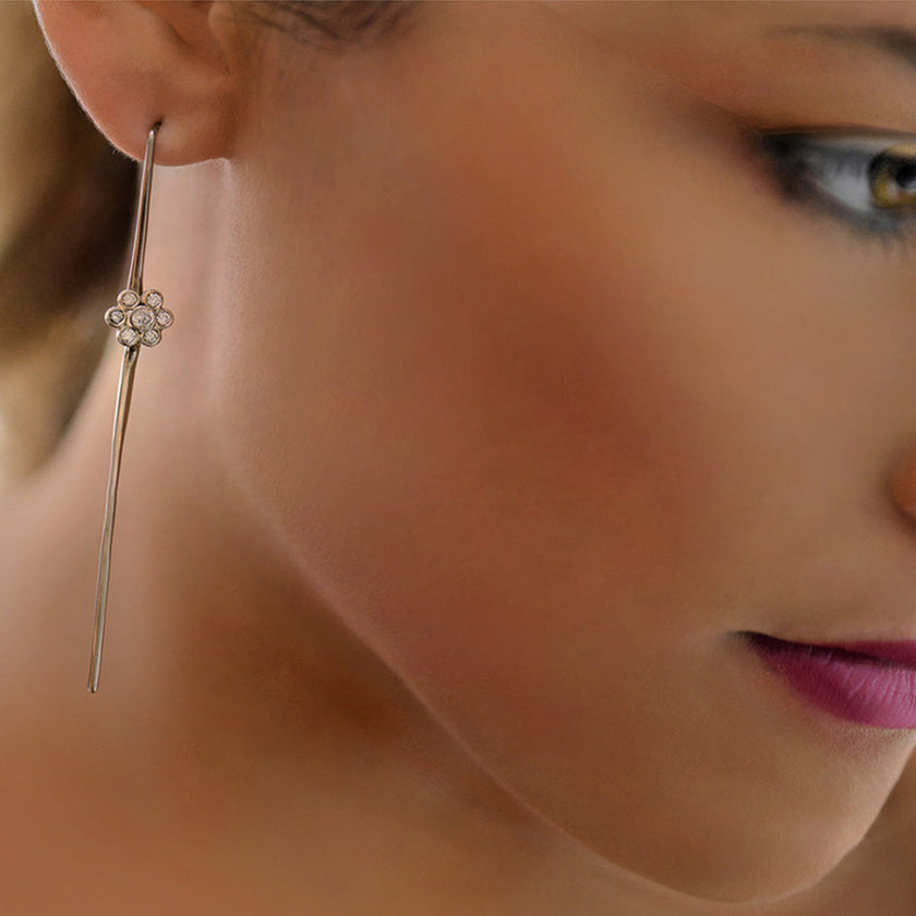 Driftwood Earrings in 18K gold with diamond "Wreath" Attachment