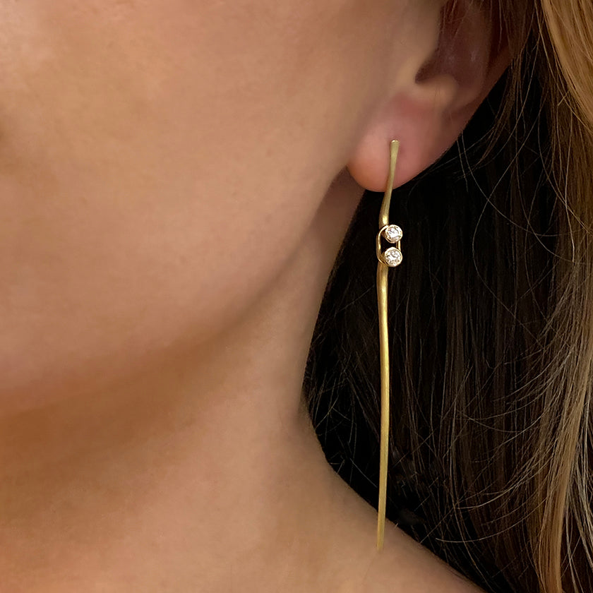 Driftwood Earrings in 18K gold with diamonds and "Original" attachment