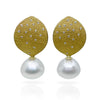 Leaf earrings in 18K gold with removable South Sea white pearl