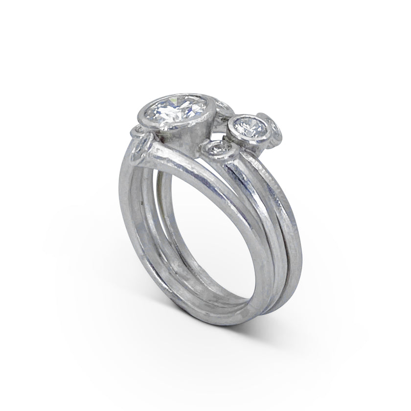 Star Cluster Wedding Band in Gold with Diamonds