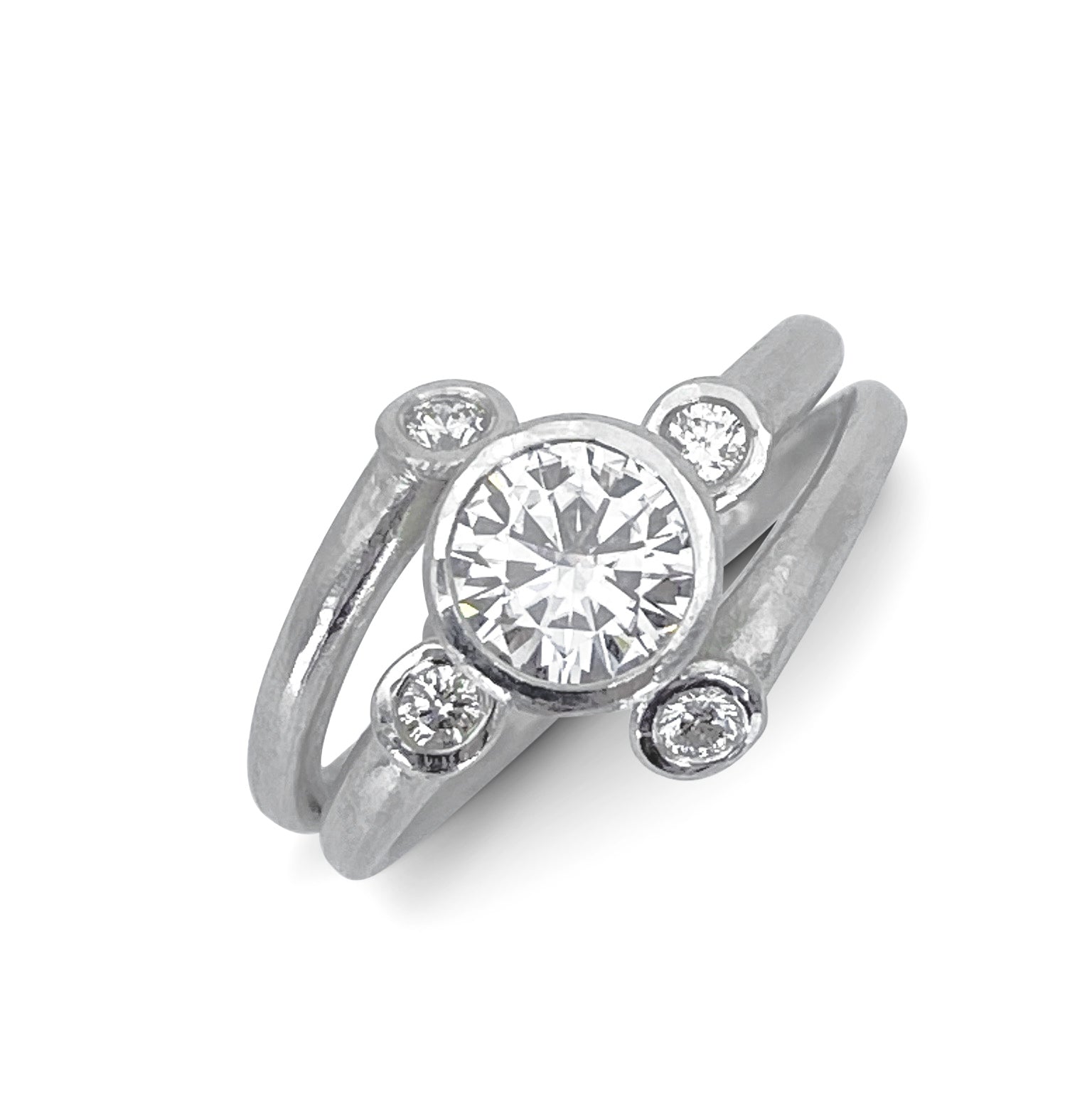 Star Cluster Ring setting  in Gold or Platinum with Center Stone Mounting