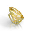 Marquis shaped Rutilated quartz ring in 18K yellow gold by Ayesha Mayadas