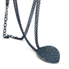 Leaf pendant in oxidized sterling with diamonds on double chain made by Ayesha Mayadas