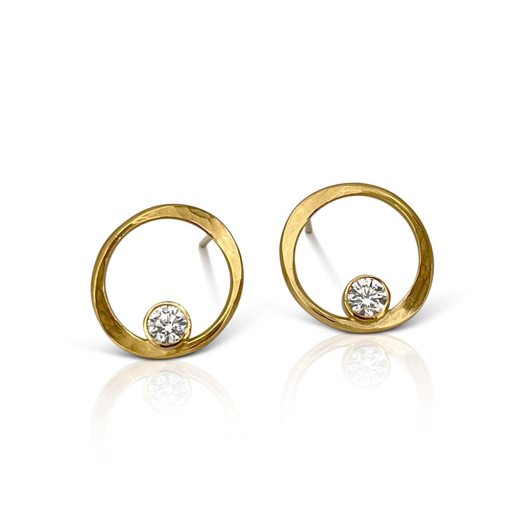 Petite V hoops sterling silver with Vermeil and diamonds by Ayesha Mayadas