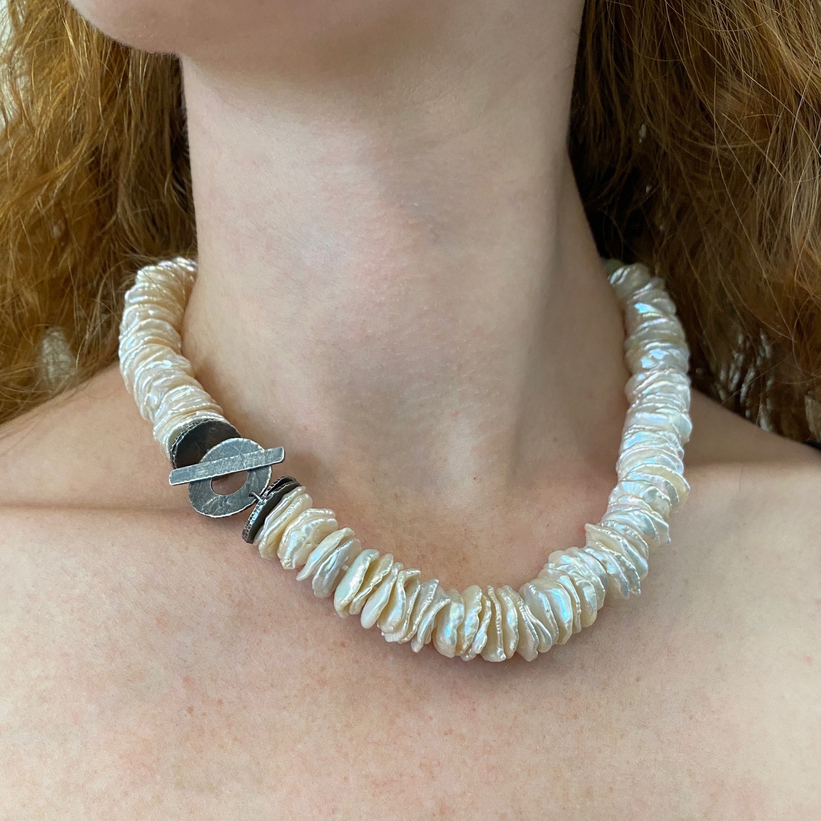 Keshi Paradise necklace with freshwater pearls and sterling silver