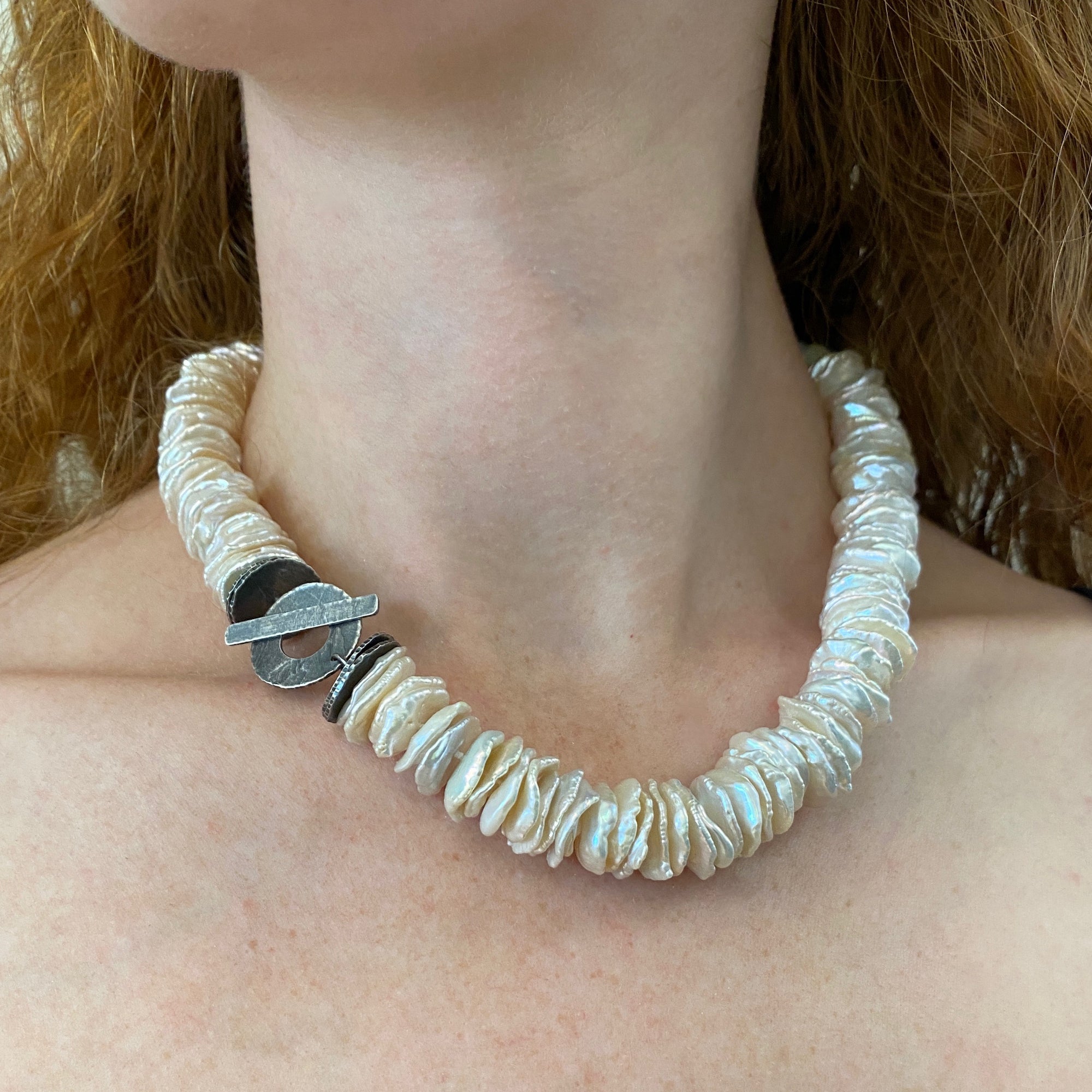 Keshi Paradise necklace with freshwater pearls and sterling silver