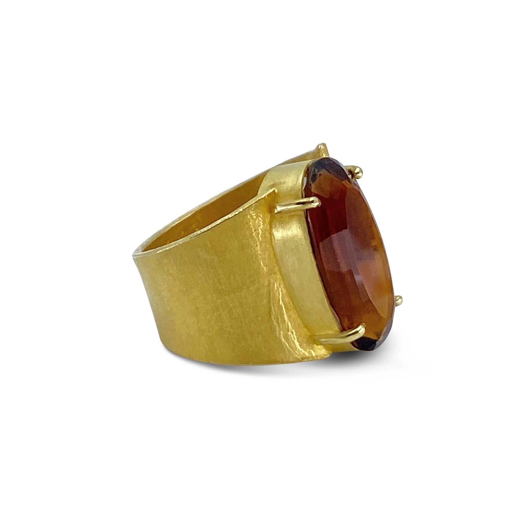 Madiera citrine 18K yellow gold wafer ring by Ayesha Mayadas