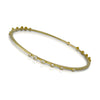 Linear diamond bangle bracelet in 18K yellow Gold with 18 diamonds in 3 linear groupings made by Ayesha Mayadas