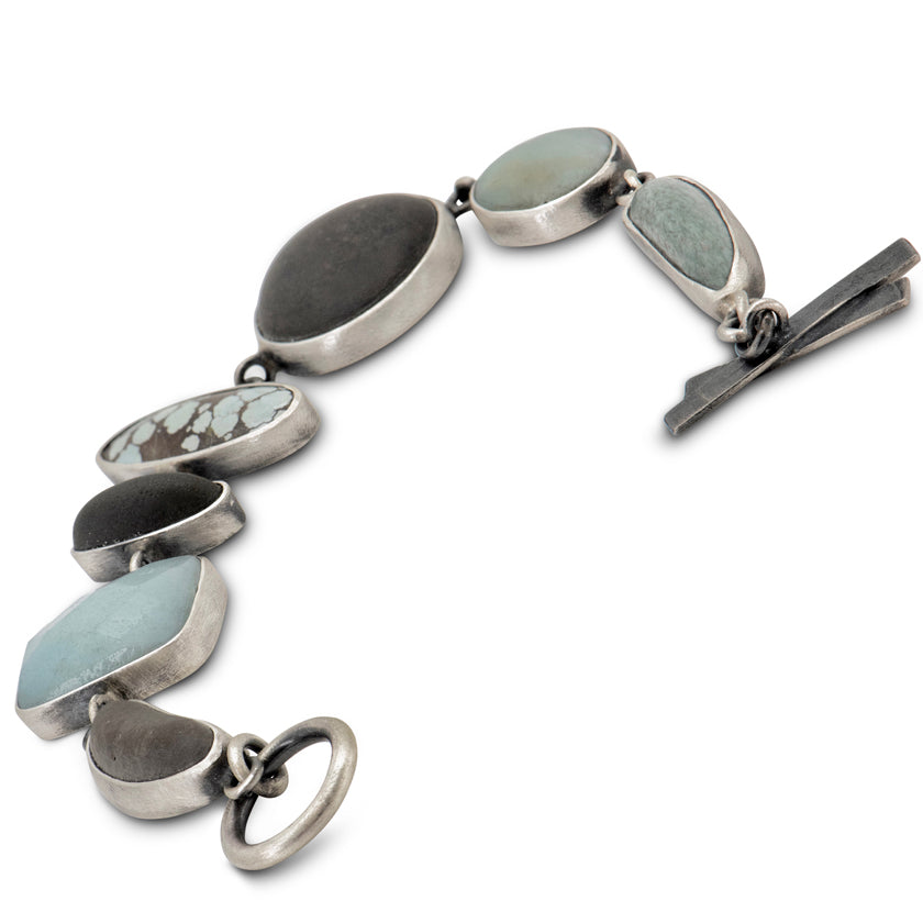 Multi-Stone Multi-Color Gem Stone Sterling Silver Bracelets 5529