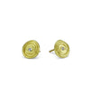 Spiral earrings in 18k yellow gold with diamonds made by Ayesha Mayadas